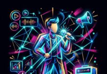 CD Baby Just Launched a Full-Service Artist Support Program. Here Is What It Actually Offers. An editorial illustration of an independent artist connected to a network of digital distribution and marketing elements, representing CD Baby's Stages Selects program.
